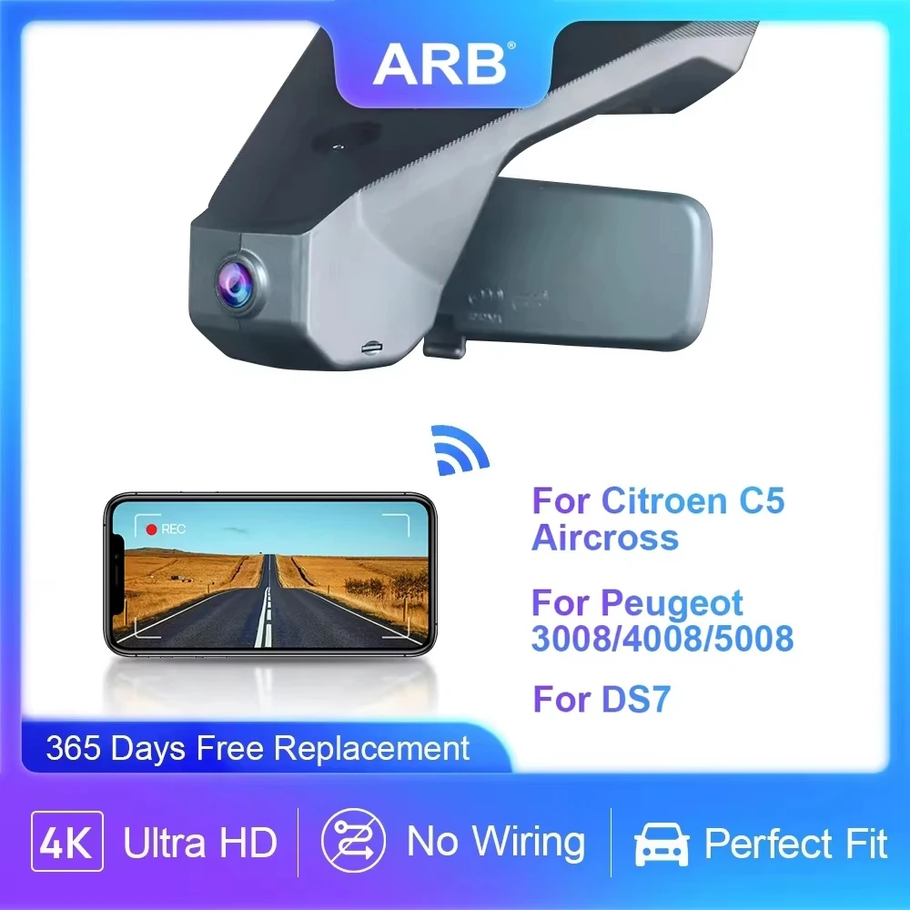 Für Citroen C5 Aircross 2017-2024 & Peugeot 4008/5008 & DS7 Dashcam, ARB 4K OEM-Look Auto-DVR mit WiFi & APP
