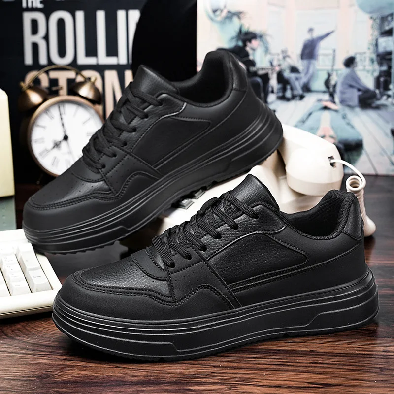 

Autumn Winter Mens Plus Size Leather Casual Shoes Low Top Warm Breathable Fashion Sports Sneakers
