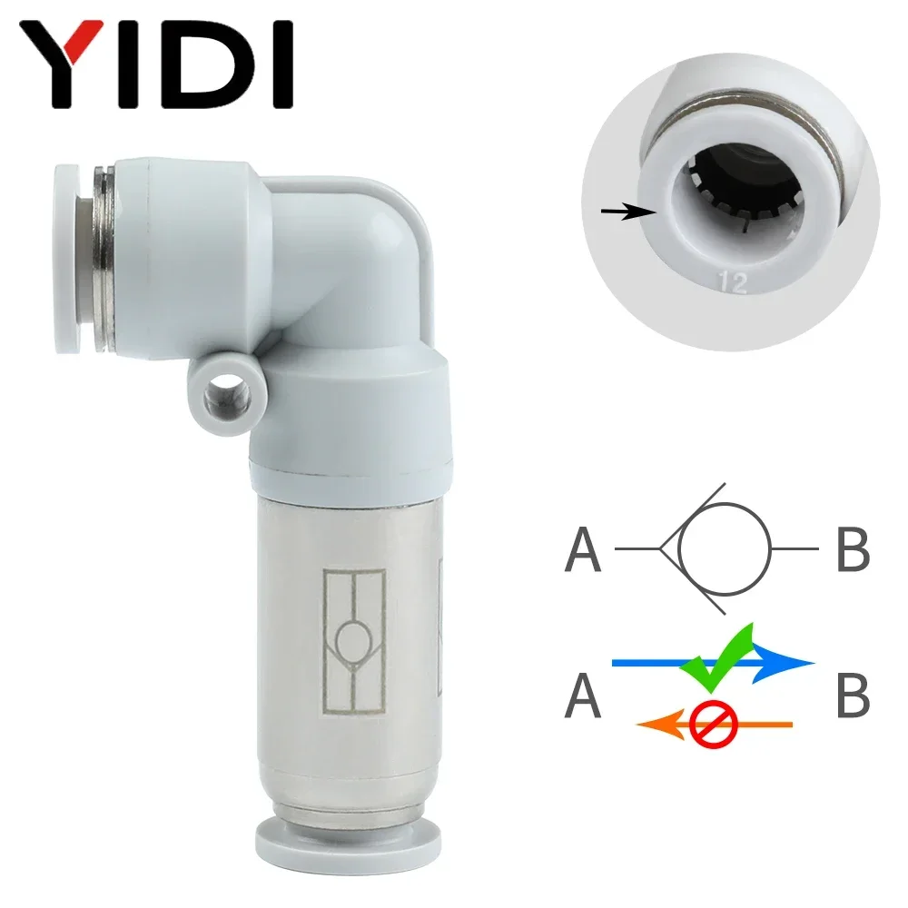 2/5/10pcs Single One Way Pneumatic Tube Air Hose Fitting Elbow Pipe Check Valve Push in Quick Connector 90 Degree Fittings Set