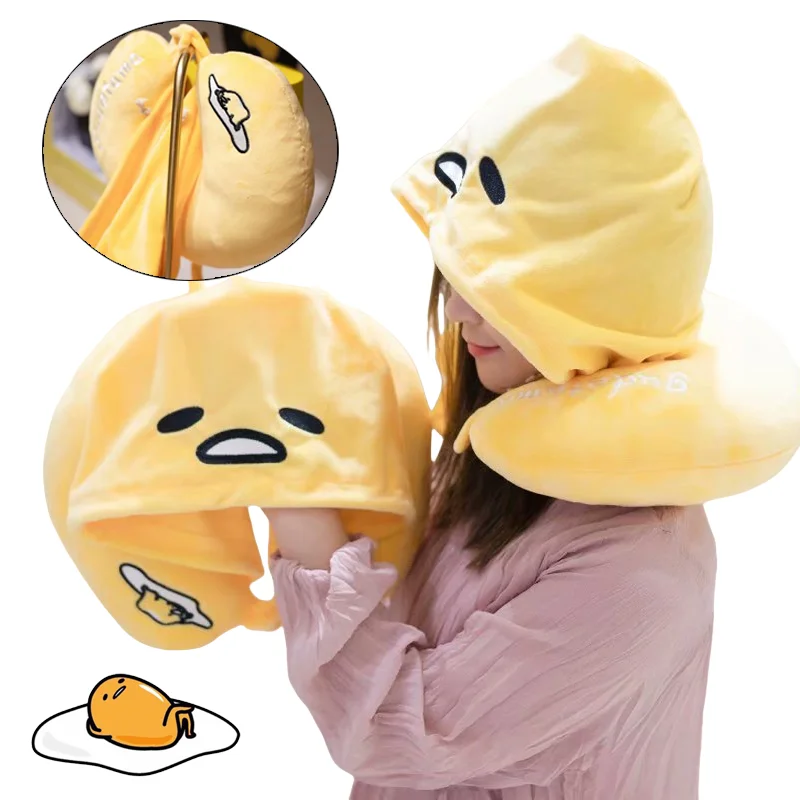 

U-образная подушка для шеи с капюшоном Gudetama, мультяшная дорожная подушка для шеи, Массажная подушка для сна, детские подарки для здоровья