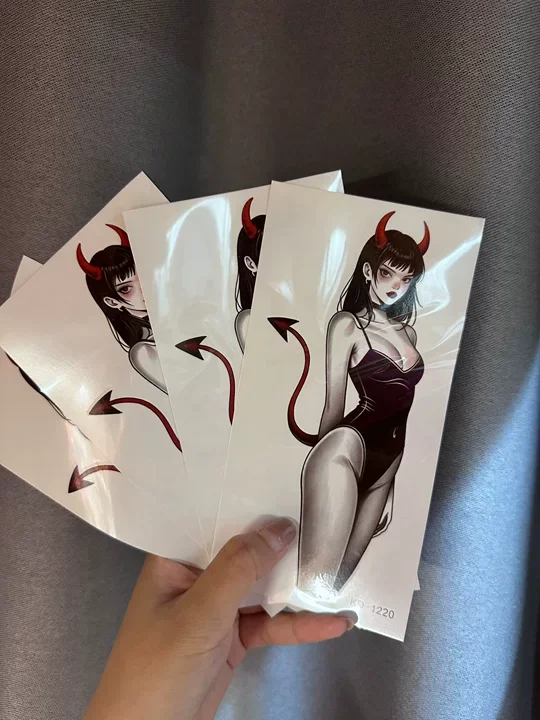 Pure Desire Devil Girl Temporary Tattoos Cartoon Body Art Waterproof Long-Lasting Fake Tattoo Sticker for Women Men