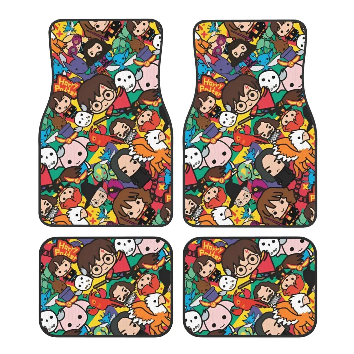 

Magic HP Cartoon Car Floor Mats Carpet Full Set Anti-Slip Universal Automotive Floor Mat Fit for Vans SUV