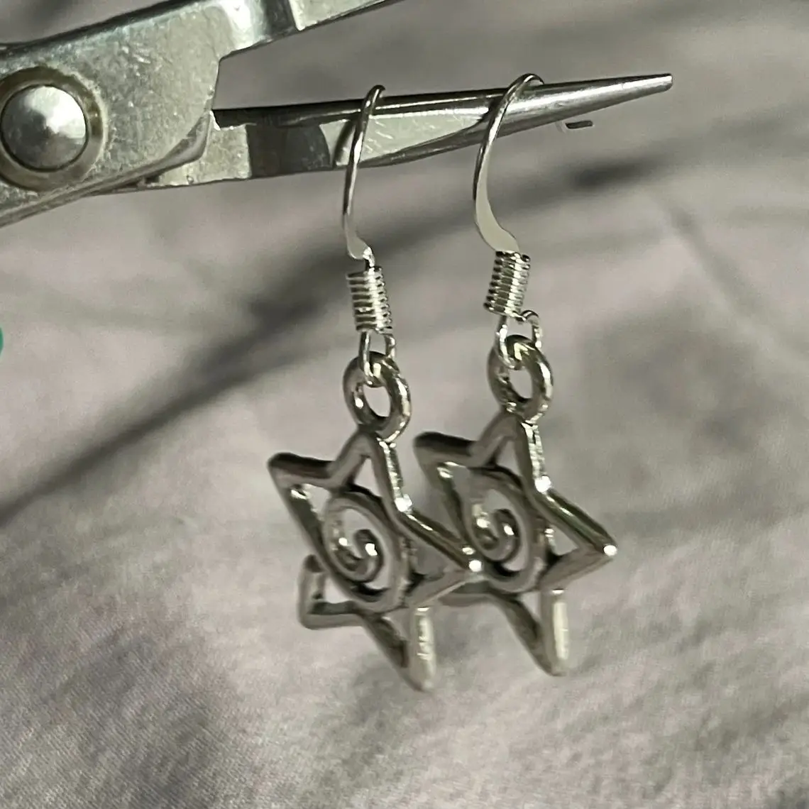 Whimsy Goth Swirly Star Earrings Silver Color Pair of Celestial  Witch Celestial Fairycore Gift Friend Women Boho Cute Gothic