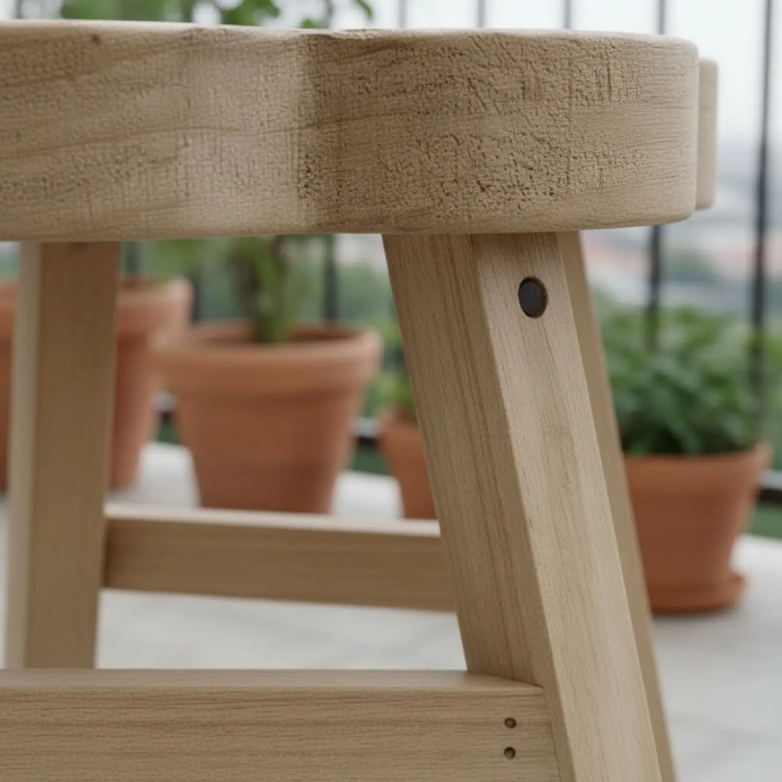 Succulent Display Stand Sturdy Stool Plant Holder Wood Tray Riser Decorative Home Furniture Rustic Design for Balcony