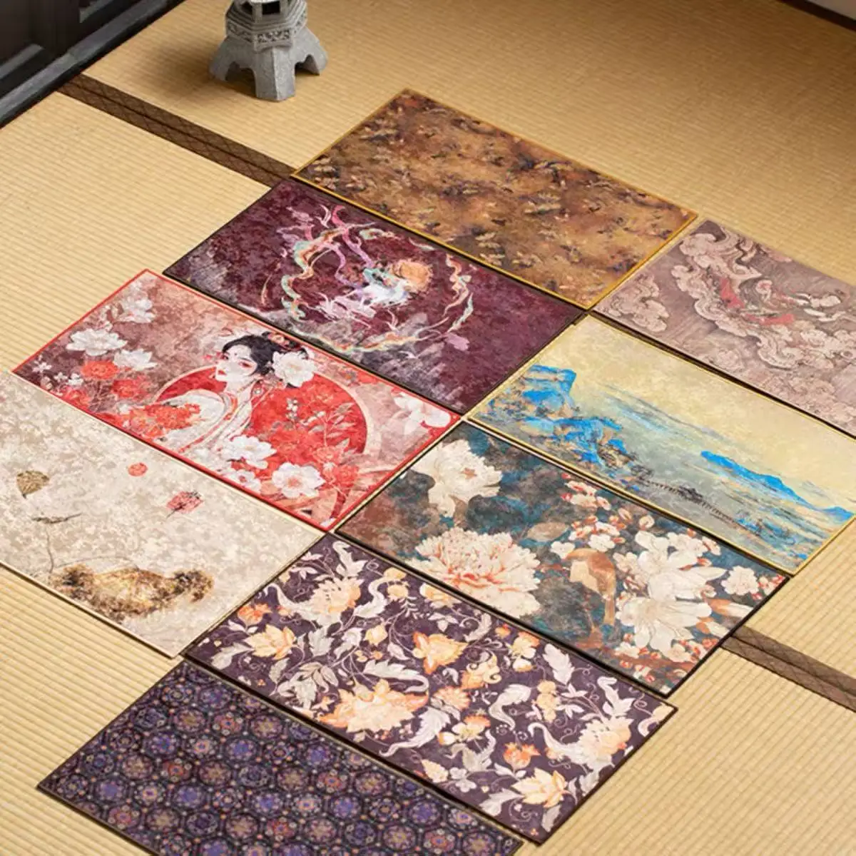 New Chinoiserie Tea Mat Imitation Leather Waterproof Durable Jacquard Fabric Double-sided Dry Brewing Tea Table Mat Cloth Mat