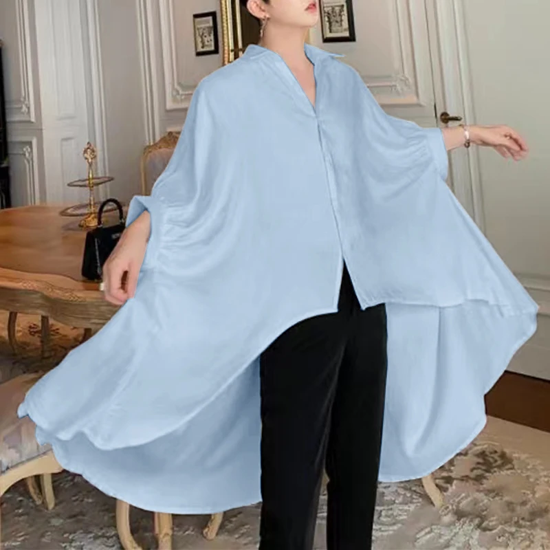 INCERUN الرجال غير النظامية قميص التلبيب كم طويل المعتاد ملابس الرجال غير رسمية الشارع الشهير موضة نمط طويل بلايز الذكور القمصان S-3XL