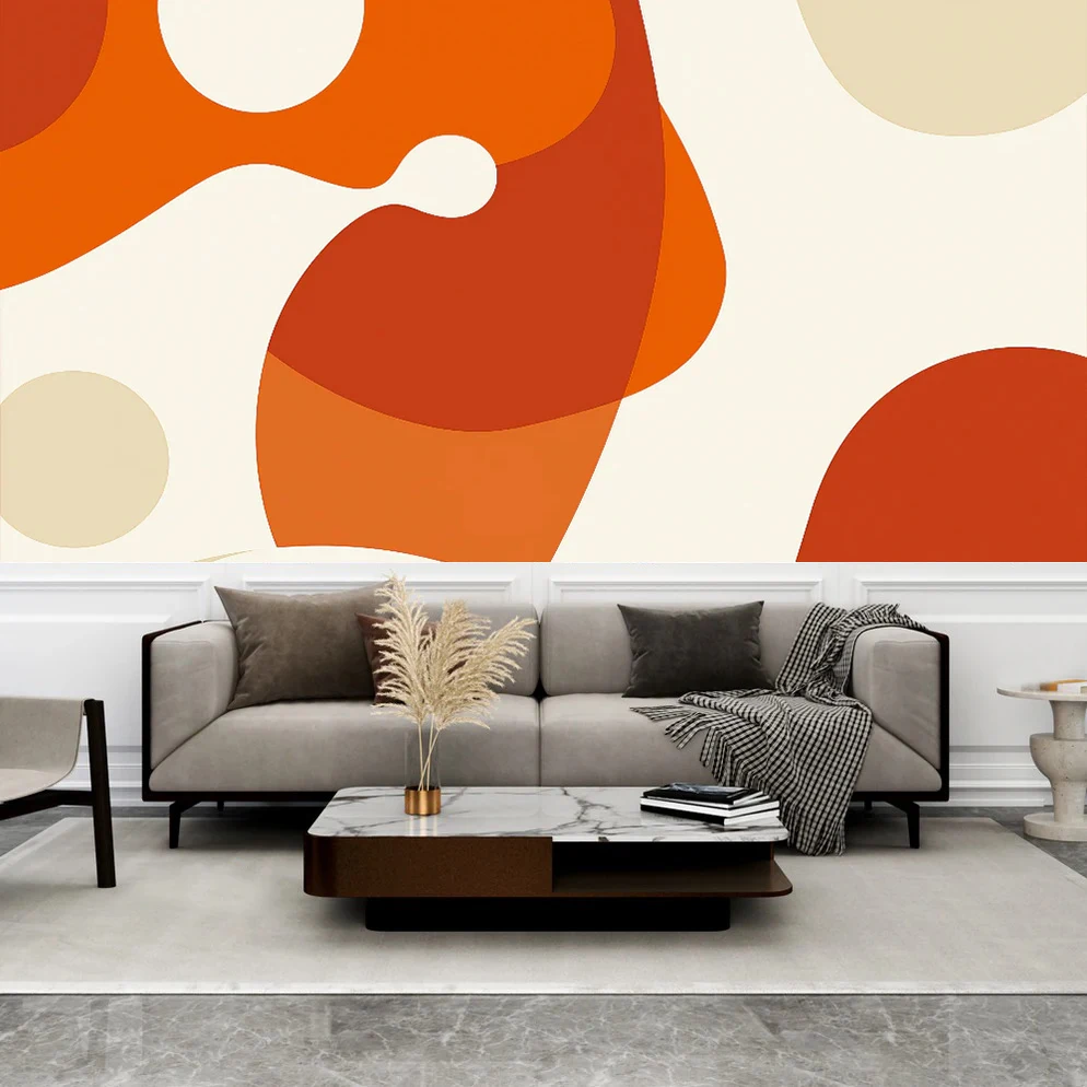 Custom Size Modern Abstract Geometric Pattern Wallpaper Mural Retro Solid Color Line Art Wall Paper for Living Room Sofa TV
