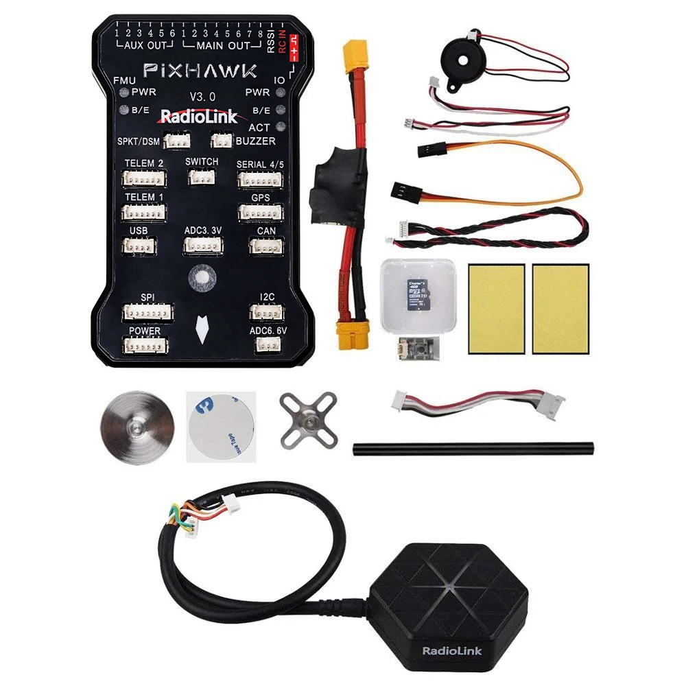 Radiolink 2.4,8 APM Pixhawk PIX controlador de vuelo de 32 bits FC con GPS M10N SE100 para Dron cuadricóptero multirotor de 6-8 ejes RC
