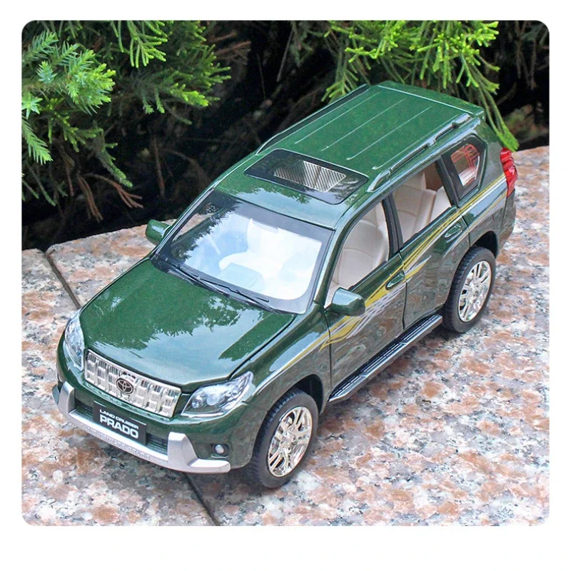 1:24 Land Cruiser Prado vehículo todoterreno Diecast Metal aleación modelo coche sonido luz tirar hacia atrás colección niños juguete para regalo