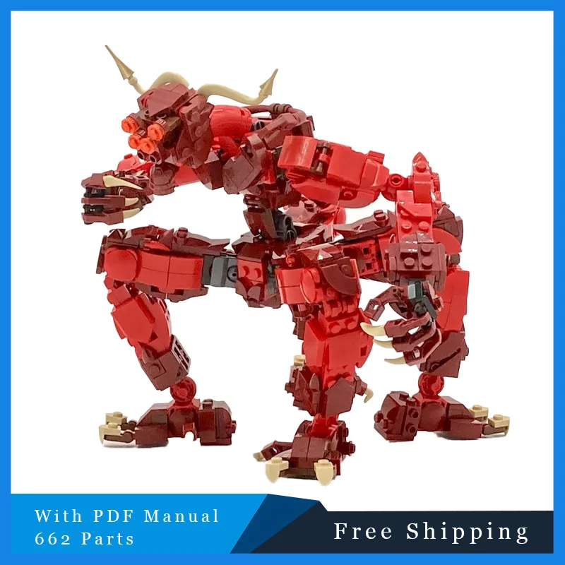 662-delige game rode vierpotige monsterpop bouwsteen bakstenen model kinderpuzzel montage kerst verjaardag creatief speelgoed