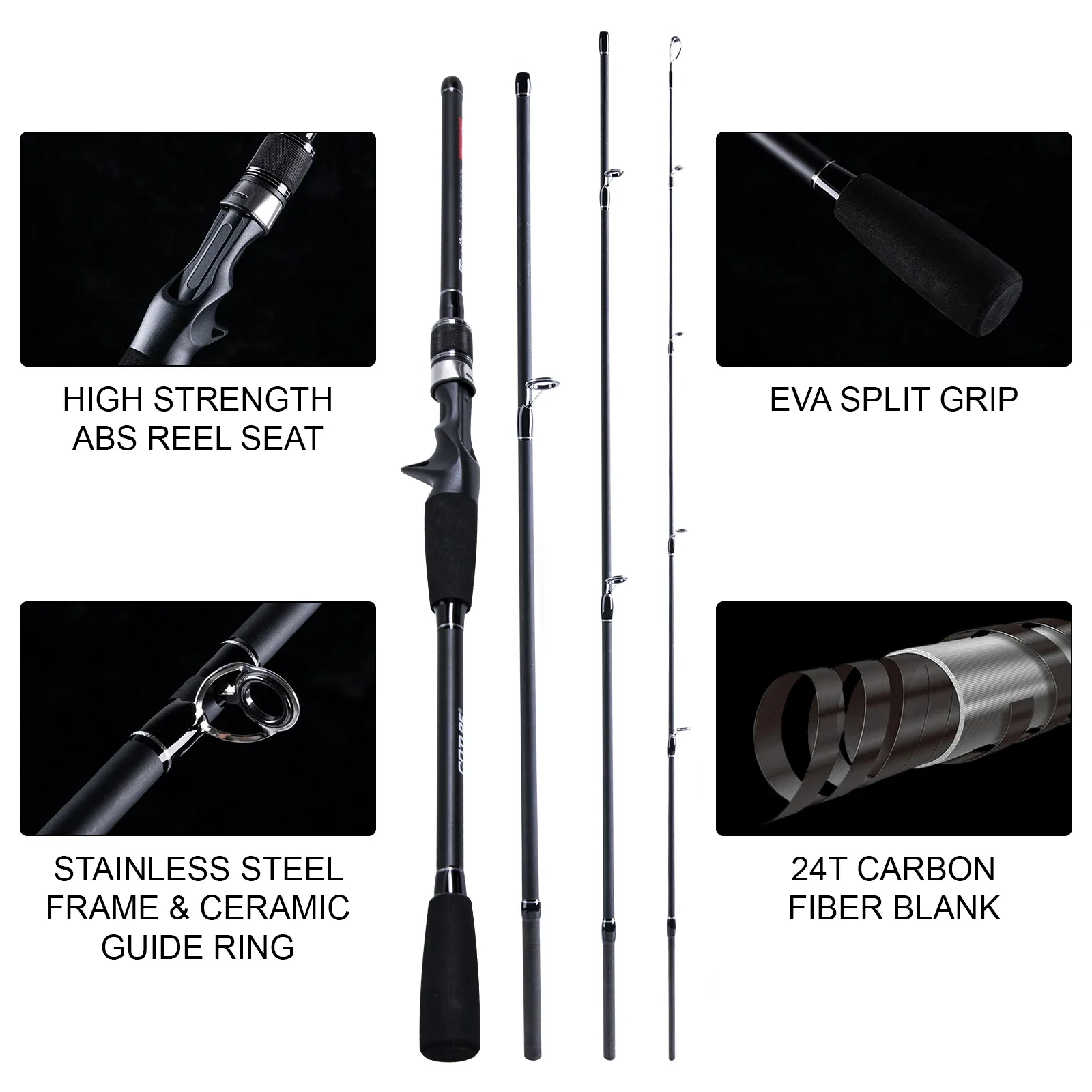 Goture Finality 4 pieces Spinning Casting Fishing Rod 2.1M 2.4M 2.7M M/MH Power Lure Pole Bass Carp Portable Fishing Rods