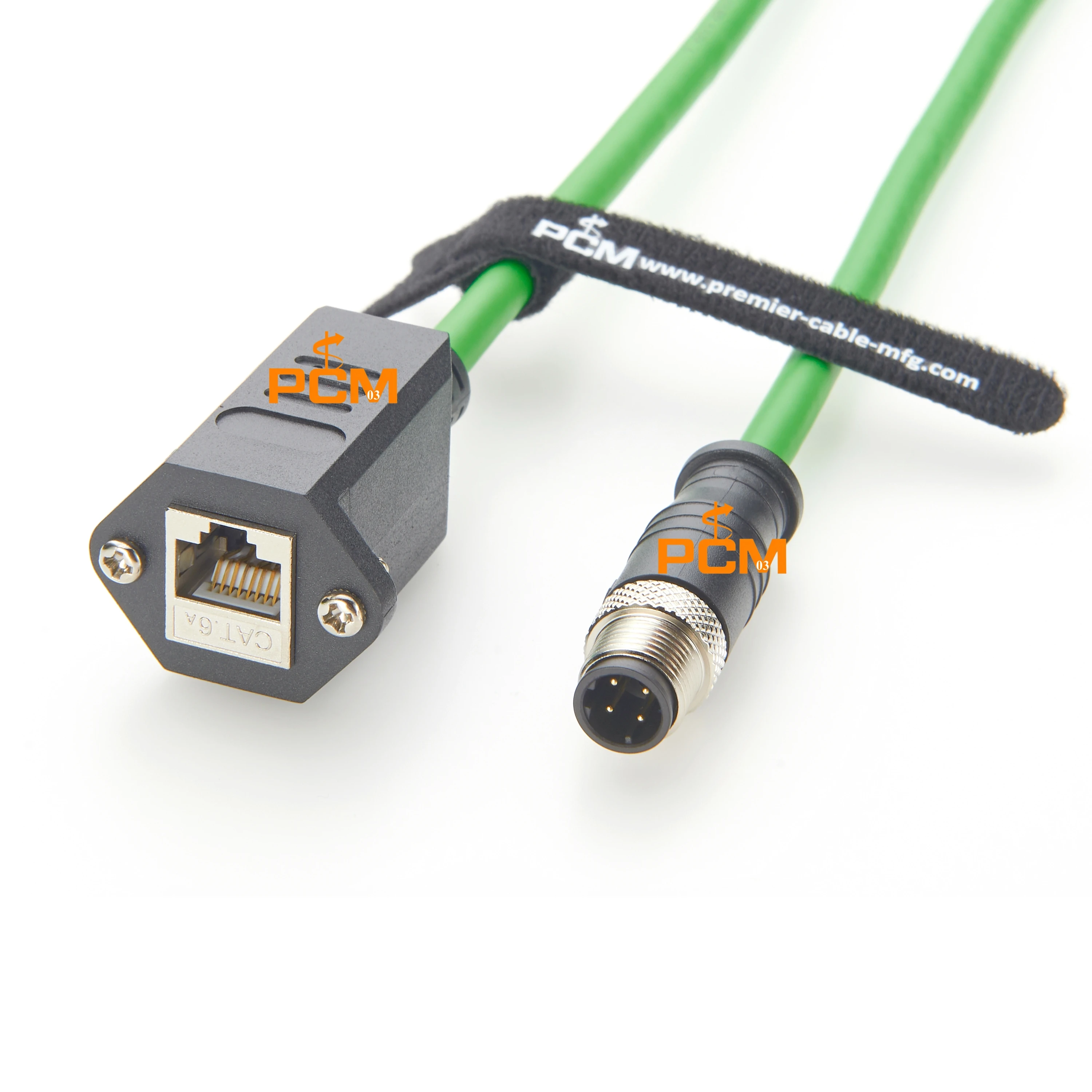 PROFINET EtherNet/IP Panel-Mount Cat6a S/FTP Modular RJ45 Connector to M12 4-pin D-code Cable for GigE Vision Camera Router PC