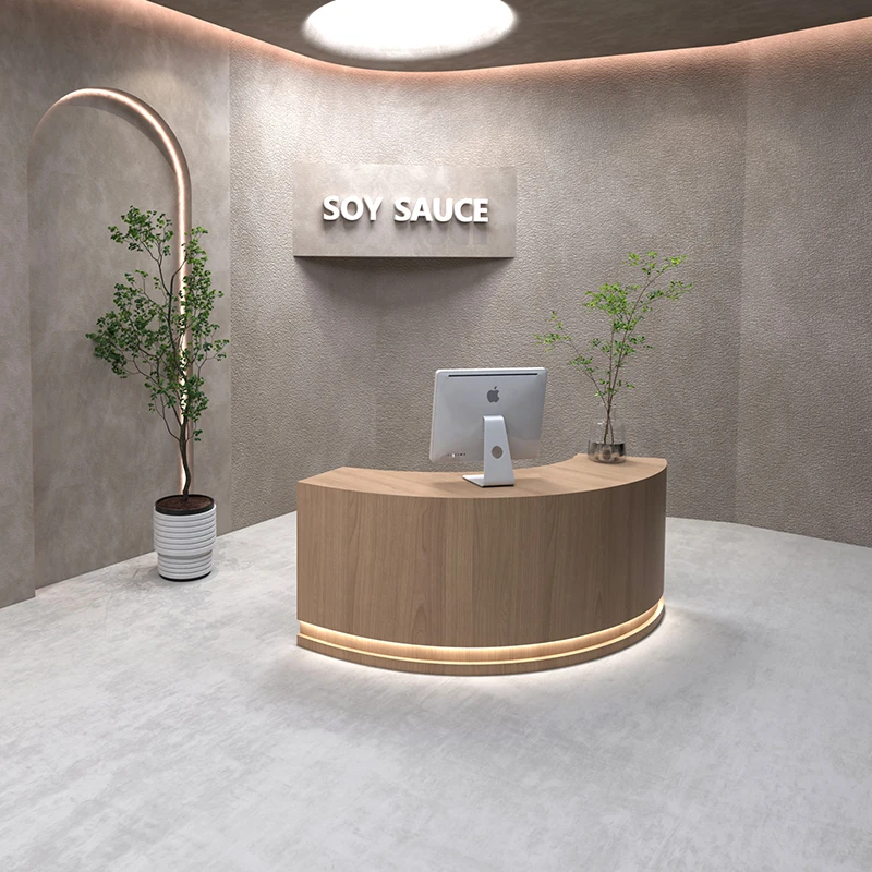 

Wooden Business Reception Desks Cash Register Modern Shop Reception Desks Checkout Counter Luxury Office Furniture Cajero LLRD