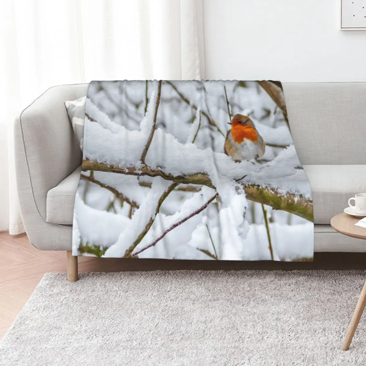 Snow-bound Robin Throw Blanket Sleeping Bag wednesday Luxury Throw warm for winter Furrys Moving Blankets