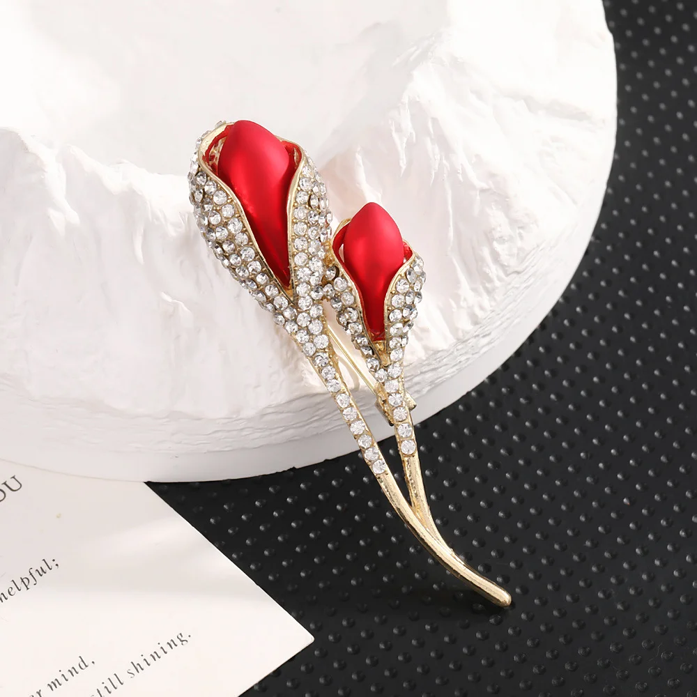 الإبداعية الزركون توليب جوهرة ملونة بروش، المرأة المضادة للتعرض وشاح مشبك، الملابس الثابتة دبوس معدني الملحقات