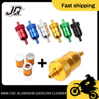 8mm CNC Aluminum Gasoline Cleaner +3/5 Pieces Reusable Cleanable Fuel Filter Motorcycle ATV Quad Inline Oil and Gas Fuel Filter