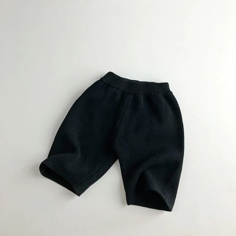 Boy Baby Solid Knitting Pants Girl Children Knit Cotton Waistcoat Infant Knitsuit Autumn Kid Simple Casual Knitted Cardigan Vest