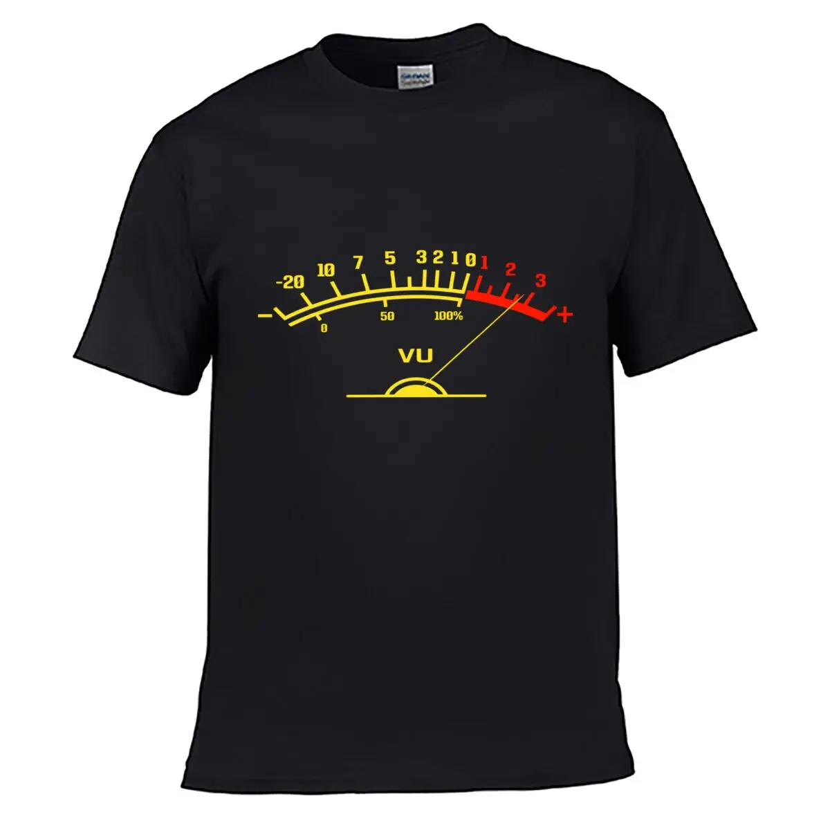 VU Volume Meter Audio Level Gauge 100 Percent Street Distressed Washed Loose Simple Tee