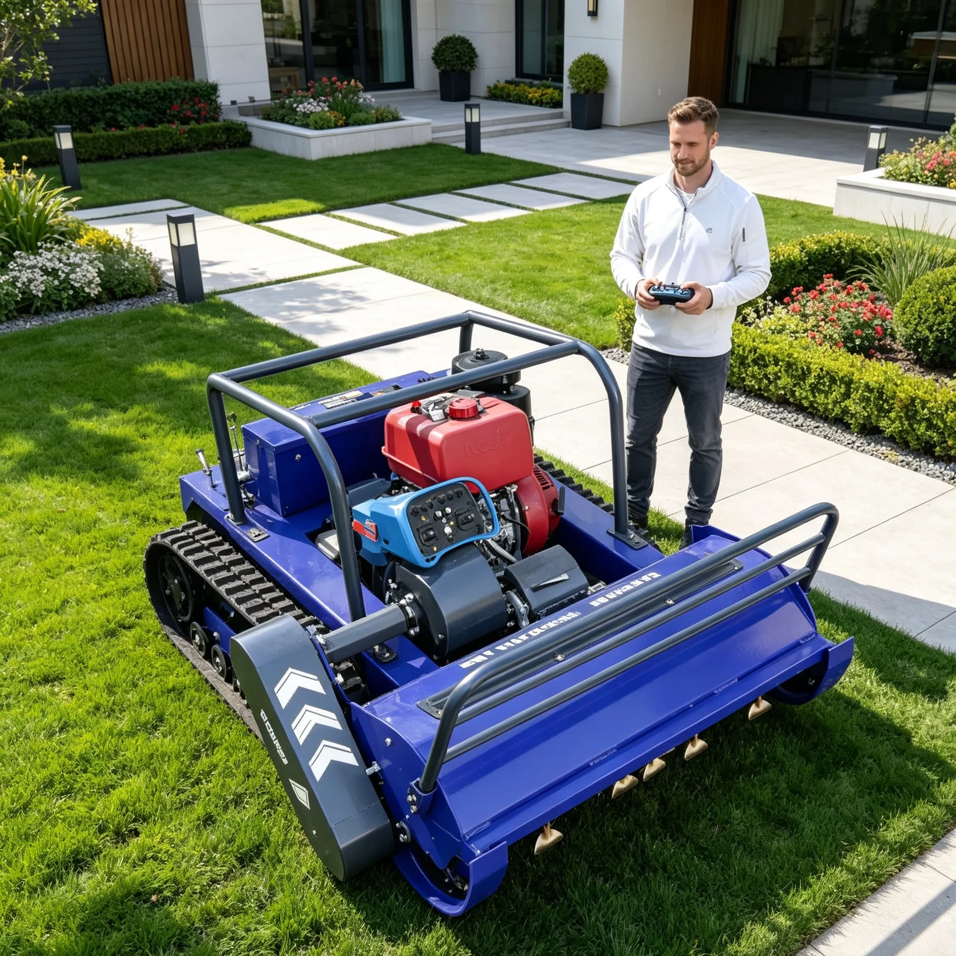 Customized Sloped Berry Orchard 800S Tracked Lawn Mower, Heavy‑Duty Upgraded Hammer‑Blade, Wireless Self‑Propelled Grass Cutting