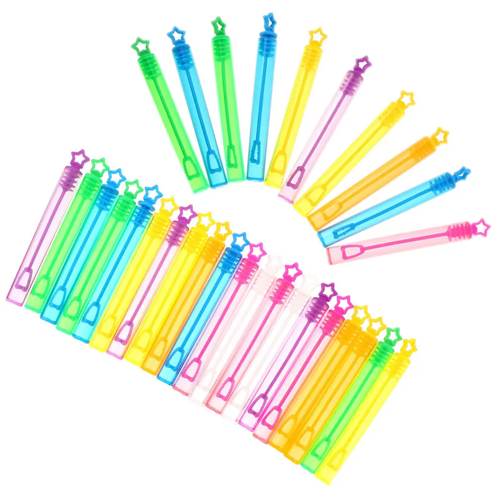 

30Pcs Portable Bubble Wand Tubes DIY Empty Bubble Blowing Wands Small Cartoon Design Ergonomic Handle for Backyard Summer Fun