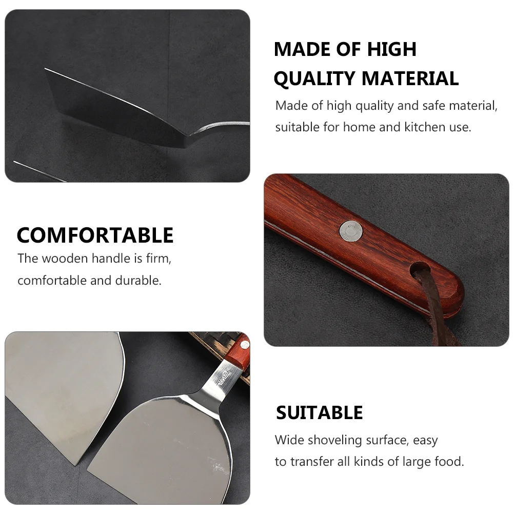 Pala para Pizza de acero inoxidable, superficie ancha, mango de madera, suministro de cocina, herramienta profesional de transferencia de paleta para Pizza, 1 Uds.
