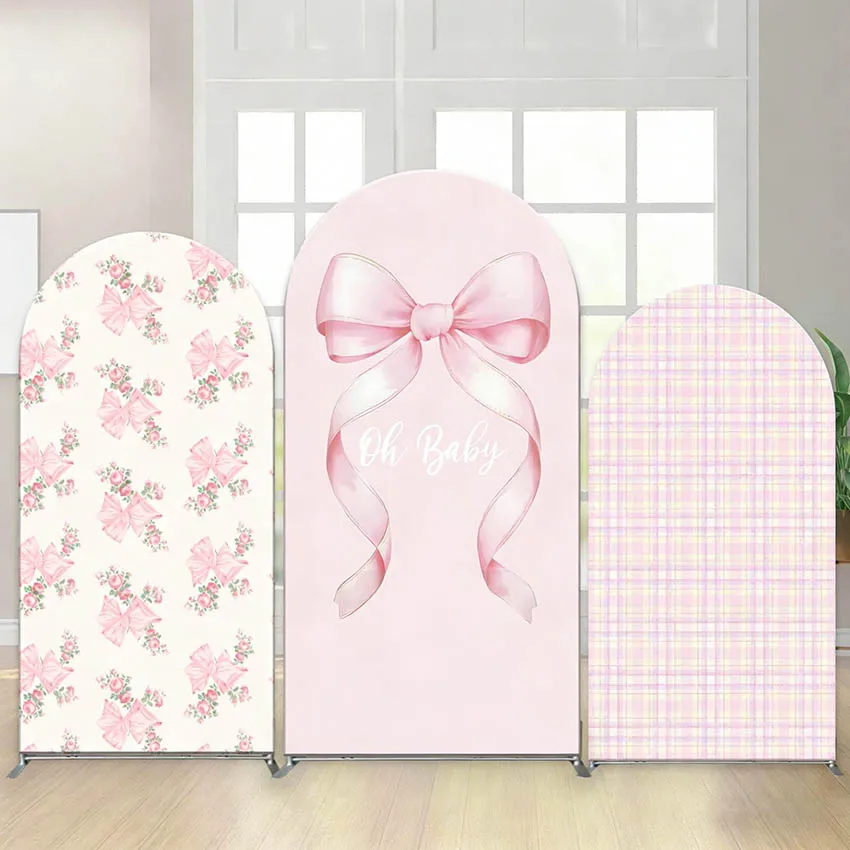 

Mehofond на заказ, 2-сторонний розовый бант с цветочным принтом для маленьких девочек, первый день рождения, чехол для детского душа, арка Chiara, фон для декора, фон
