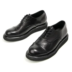 Soft Leather Men's Dress Shoes Fashion British Style Designer Handmade Luxury Genuine Leather Platform Wedding Social Shoes Man