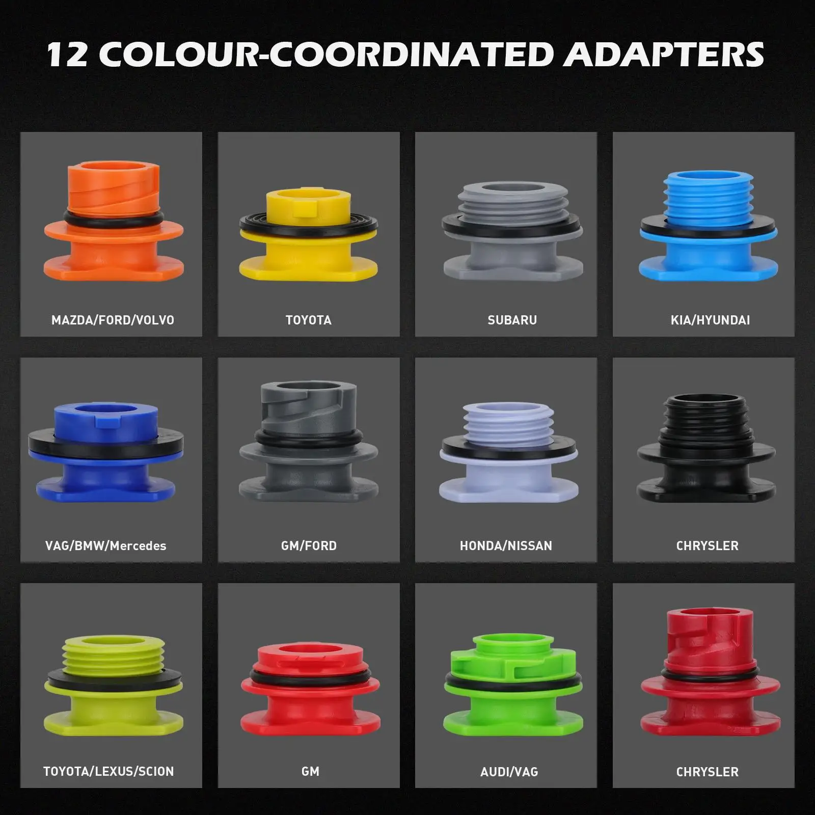 18Pcs Universal Auto Engine Oil Funnel Set 1.5L Spill Proof Automotive Oil Filler Kit with 12 Adapters Magnetic Tray Elbow Fitting Car Repair Garage Tool for