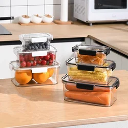 3size Refrigerator Storage Box Clear Sealed Rectangular Fresh Keeping Boxes Food Vegetable Fruit Lunch Box Kitchen Organizer