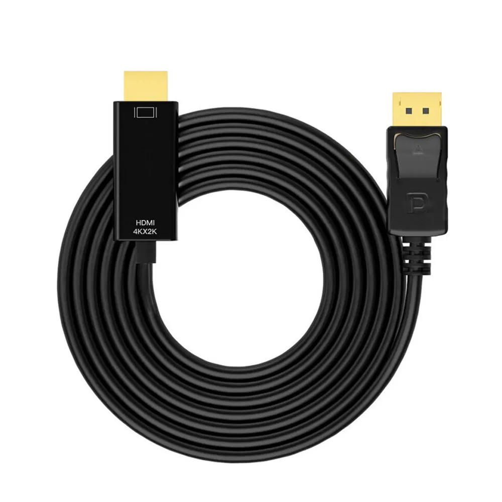 Dp displayport para hdmi-adaptador compatível conector conversor 1.8m cabo 2k 4k 1080p para desktop computador portátil tv monitor projetor