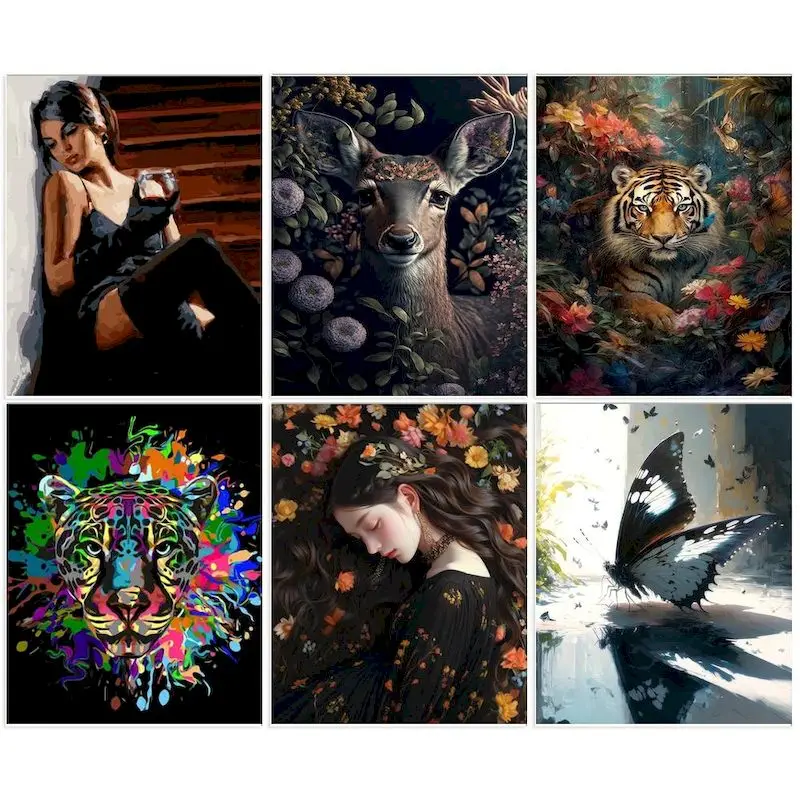 

CHENISTORY DIY Frame Painting By Numbers Animals Handpainted On Number Modern Paint Picture By Numbers For Home Decors