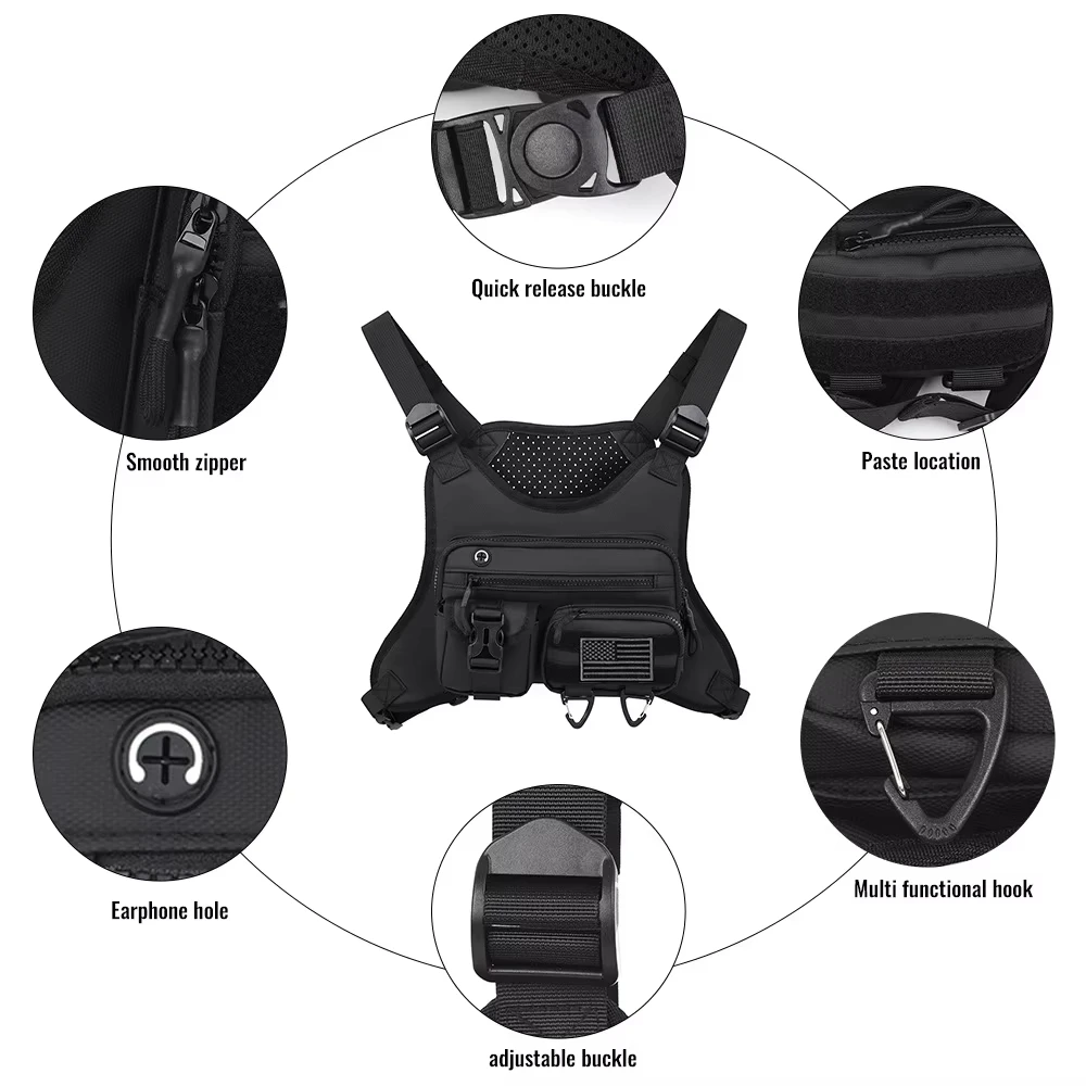 Sports Chest Bag Lightweight Outdoor Travel Front Pack Running Cycling Jogging Training Vest Bags Men Motorcycle Vest Backpack