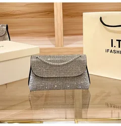 High Quality Glitter Shiny Rhinestones Diamond Square Bag Women's Handbag Wedding Party Clutch Purse Shoulder Crossbody Bag