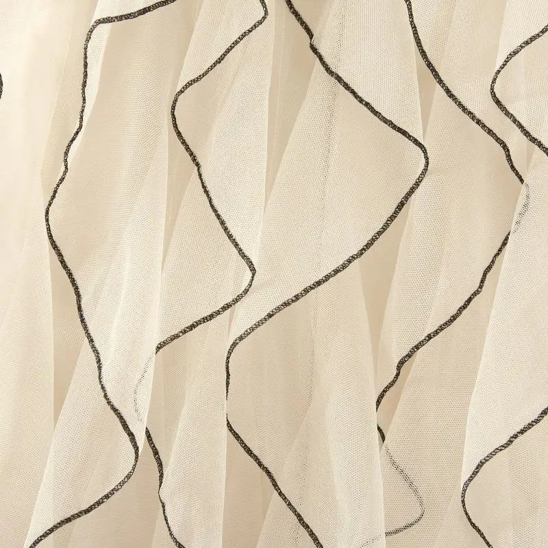 Ele saia midi de cintura alta para mulheres verão novo sle renda guarnição a linha saia bolo fibra de poliéster casa ao ar livre