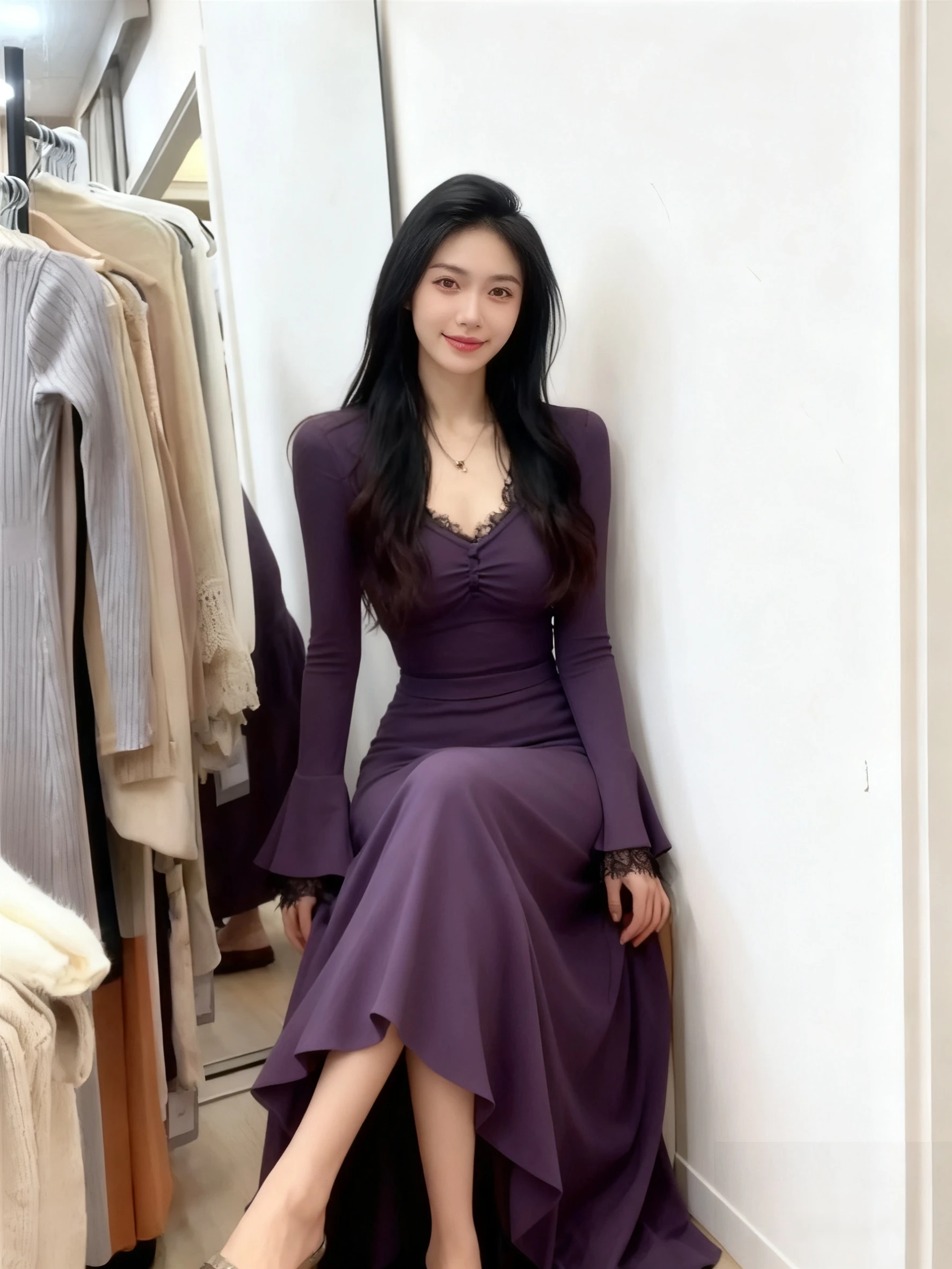 เดรสแขนยาวสำหรับผู้หญิง แต่งลายปัก ผ้ากำมะหยี่ ทรงไบค์เกอร์ สม็อค ช่วงเอวเข้ารูป ทรงเอไลน์ สไตล์กรันจ์ อุ่นสบาย ดีไซน์ศิลปะ