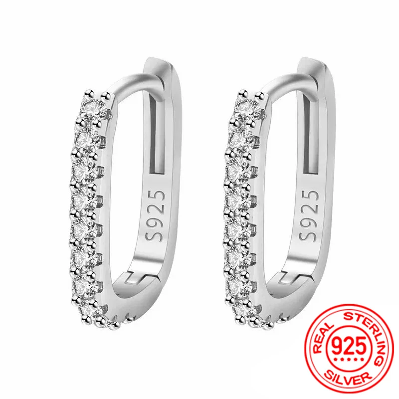 

High-quality 925 Sterling Silver Crystal Fashion Circle Hoop Earrings for Women Wedding Party Gift Street Versatile Jewelry