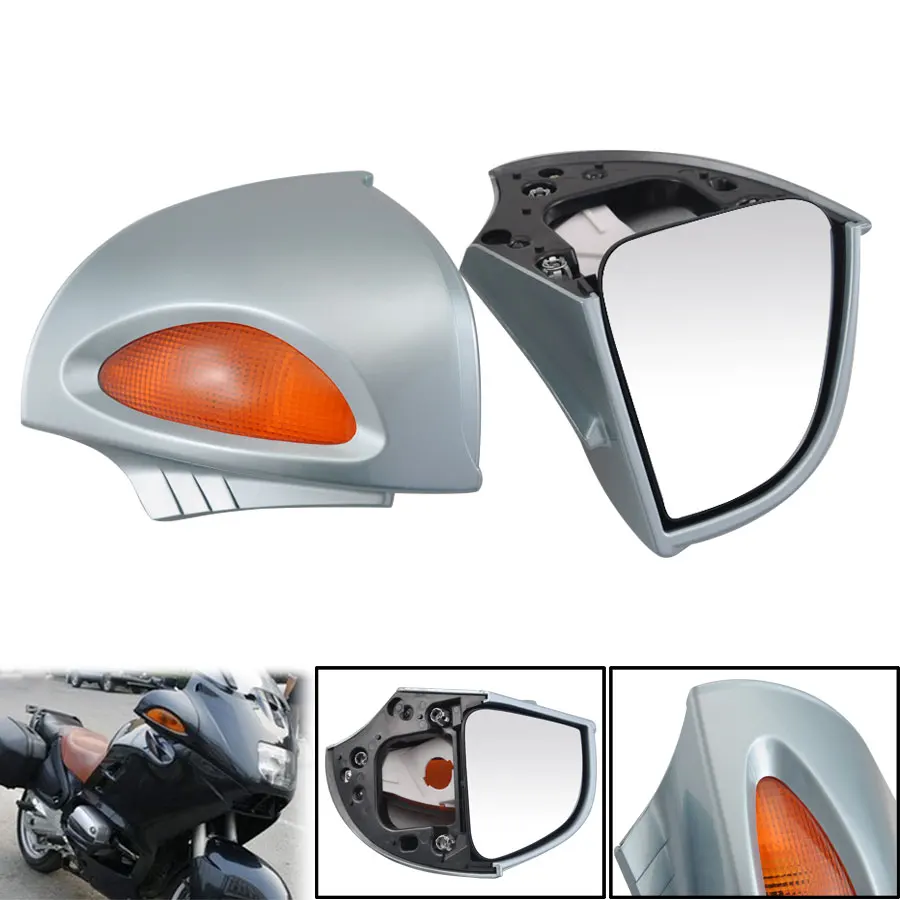 1 Pair Motorcycle LED Turn Signals Rearview Mirrors with Turn Signal Light Fit For BMW R1100 RT R1100 RTP R1150 R850RT RT Models