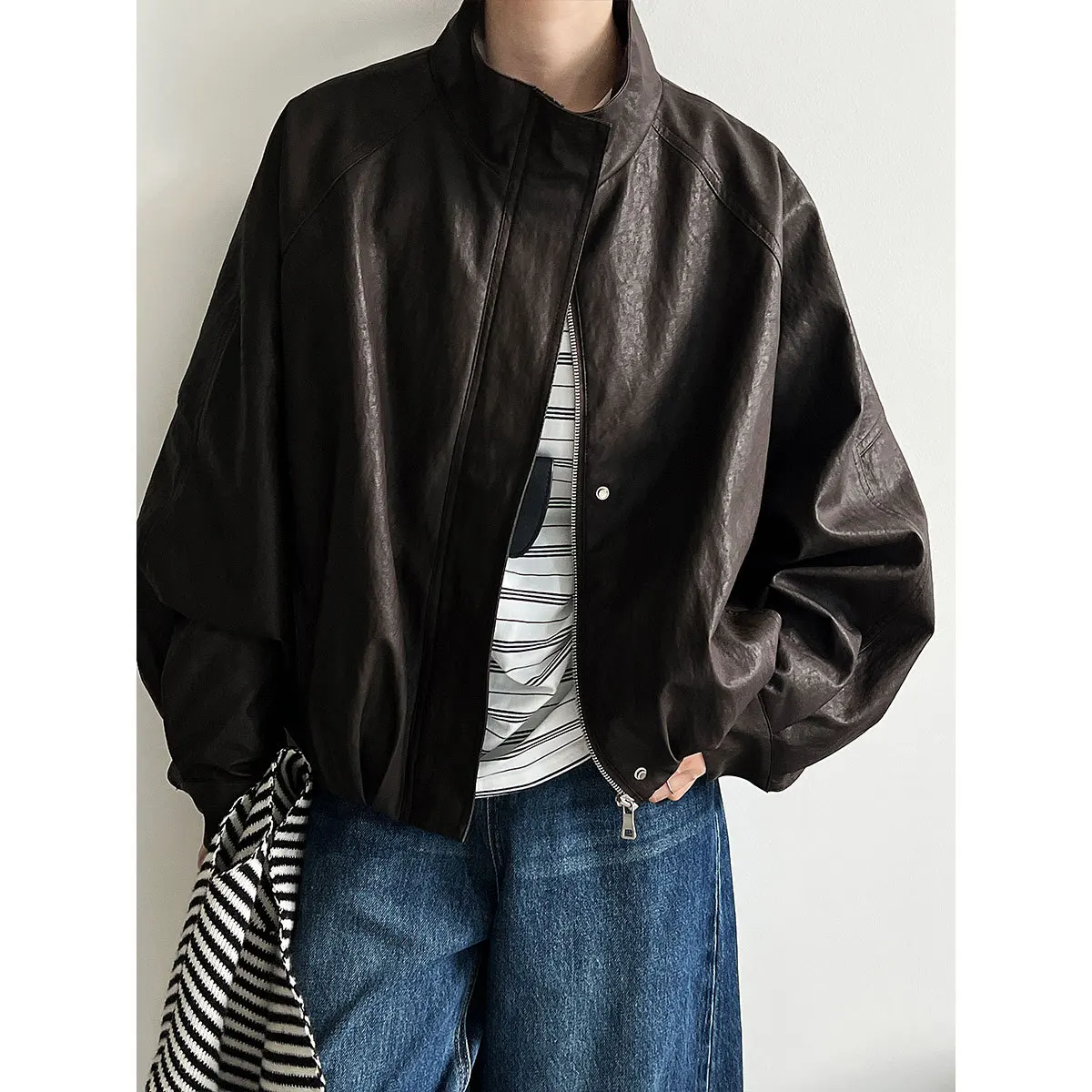 

Casual PU Leather Jacket Women's Autumn Loose Bud Shape Jacket