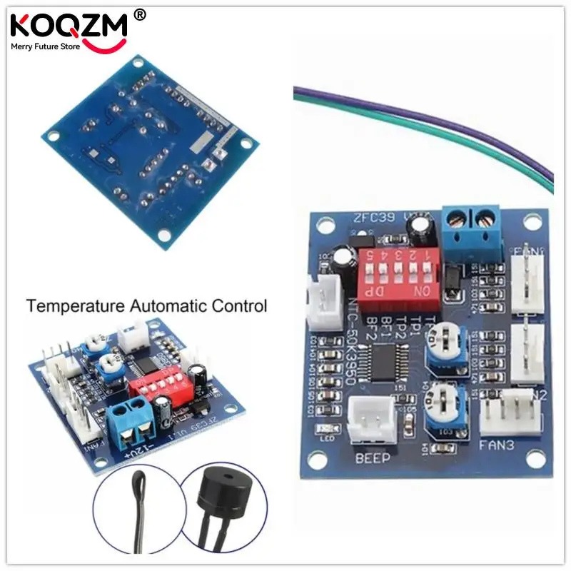 New 1PC PWM PC CPU Fan 12V 5A Temperature Control Speed Controller Board Speed Controller Temperature Probe Buzzle