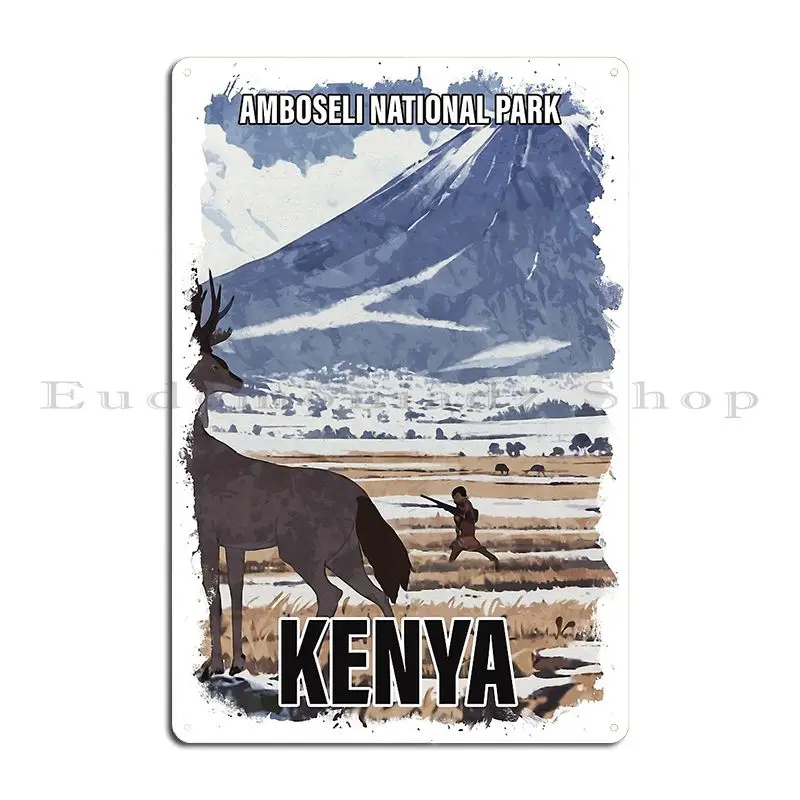 Amboseli National Park Kenya Poster Metal Plaque Poster Pub Cinema Retro Wall Cave Designer Tin Sign Poster