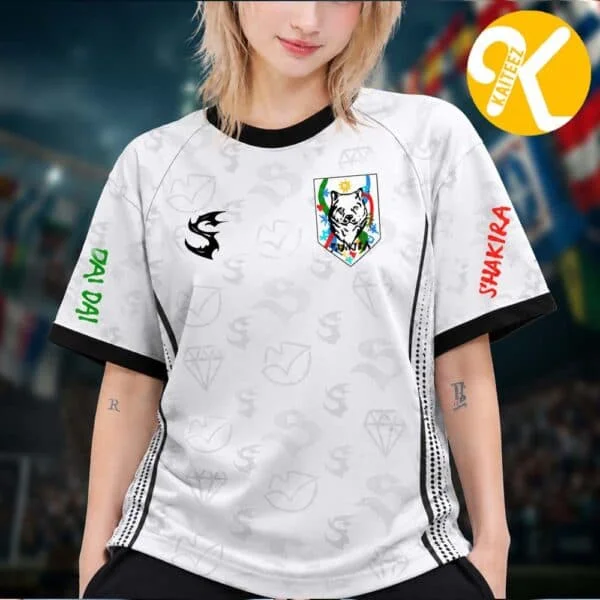 Unisex Shakira Sport Soccer Jersey T‑Shirt Short Sleeve Tee Badge Logo Print Casual Music Fan Streetwear Tops Family Matching