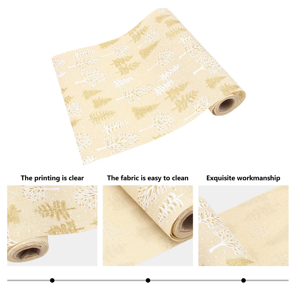 

Christmas Tablecloth Printed Snowflake Pattern Comfortable Fabric Table Runner Xmas Table Cover for Festive Dinner Party Hotel