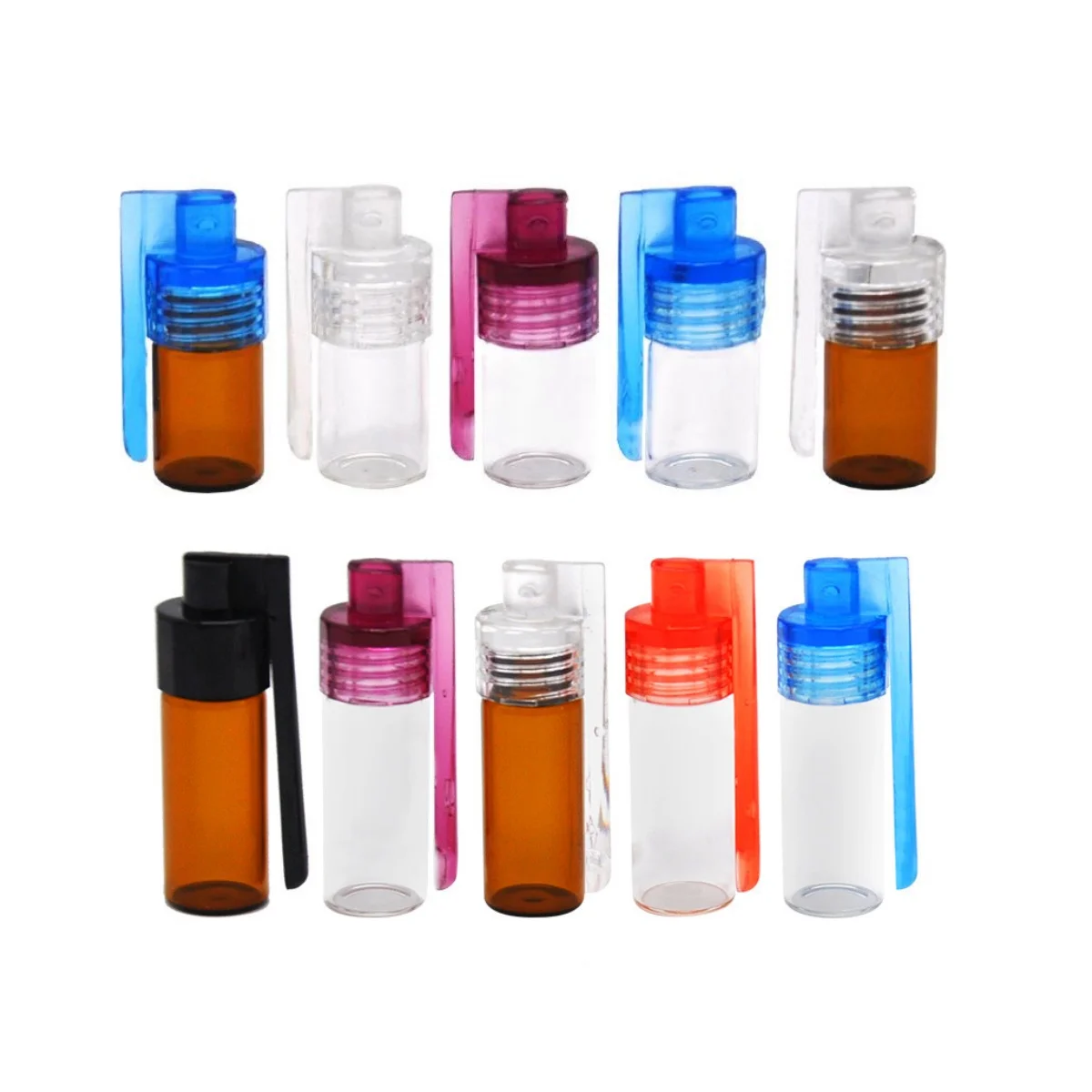 1 Unidade Frasco de Vidro Portátil para Armazenamento 36MM 51MM com Colher e Tampa Flip Case para Uso Doméstico, Cor da Tampa Aleatória
