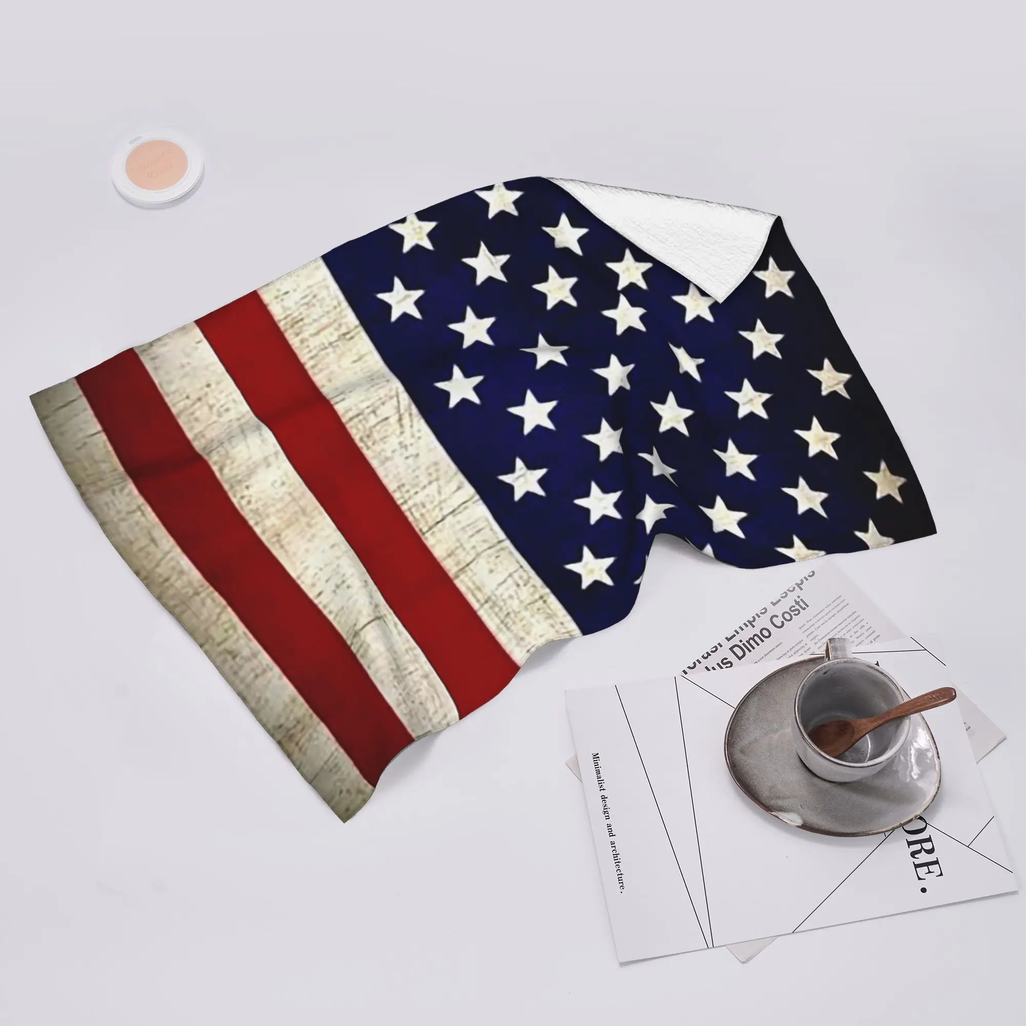 Custom American USFlag Soft Face Towel Quick Dry Pool Bath Cotton Towels Breathable