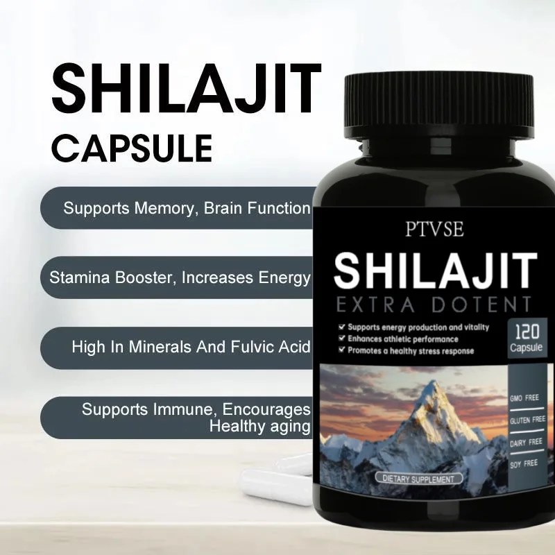 Pure Himalayan Shilajit Efficient Organic Capsules  contain fulvic acid and trace minerals, enhancing energy and immunity