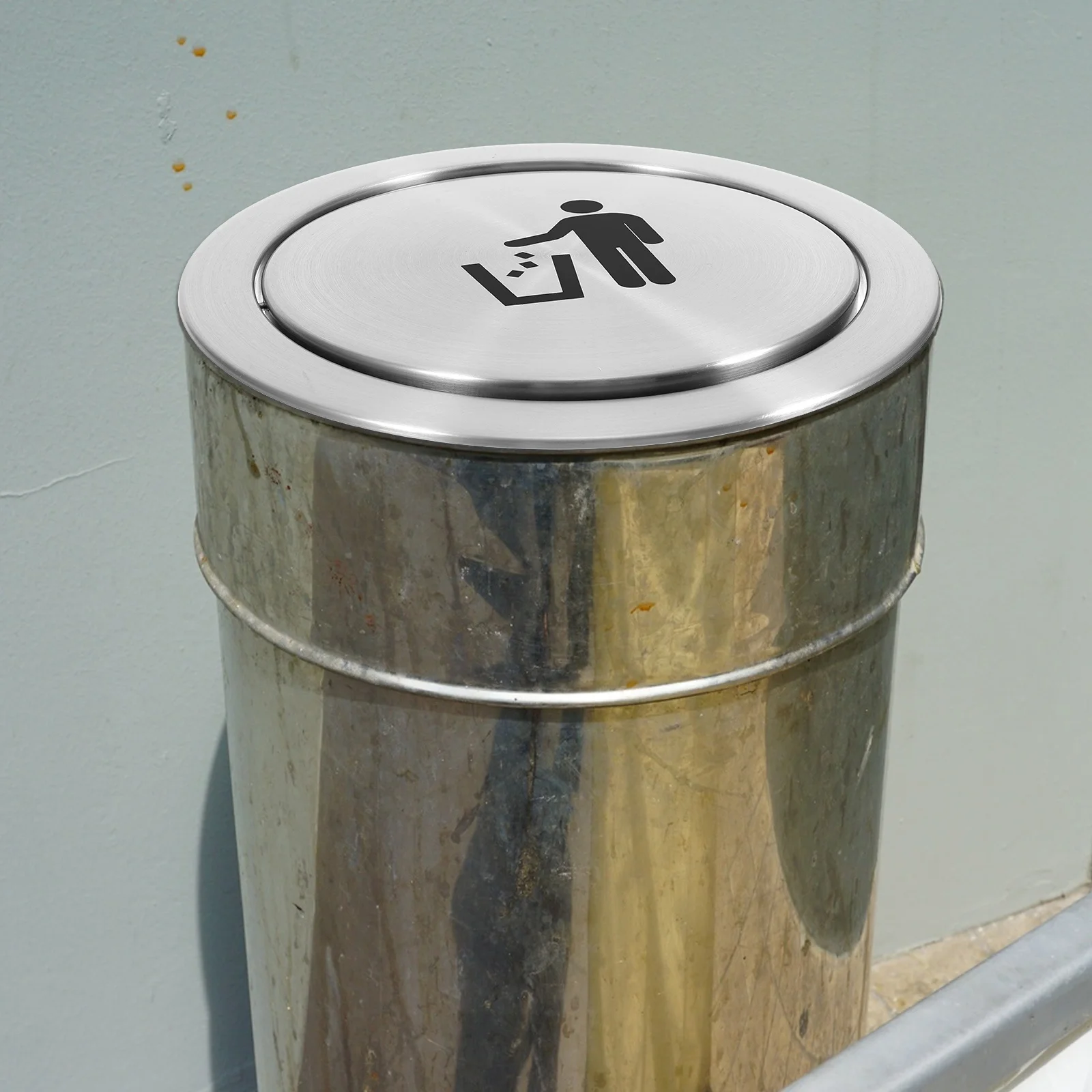 

Stainless Steel Recessed Trash Can Lid Swing Cover for Kitchen Bathroom Countertop Waste Container Replacement Metal Trash Bin