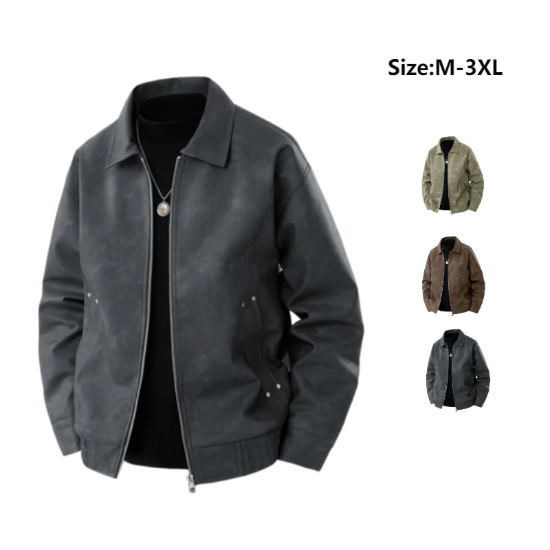 

TAFN 2025 Spring Autumn NEW Senior Comfortable Windproof Human Outwear Solid Color Pockets Style Tops leisure Fashion Men Jacket