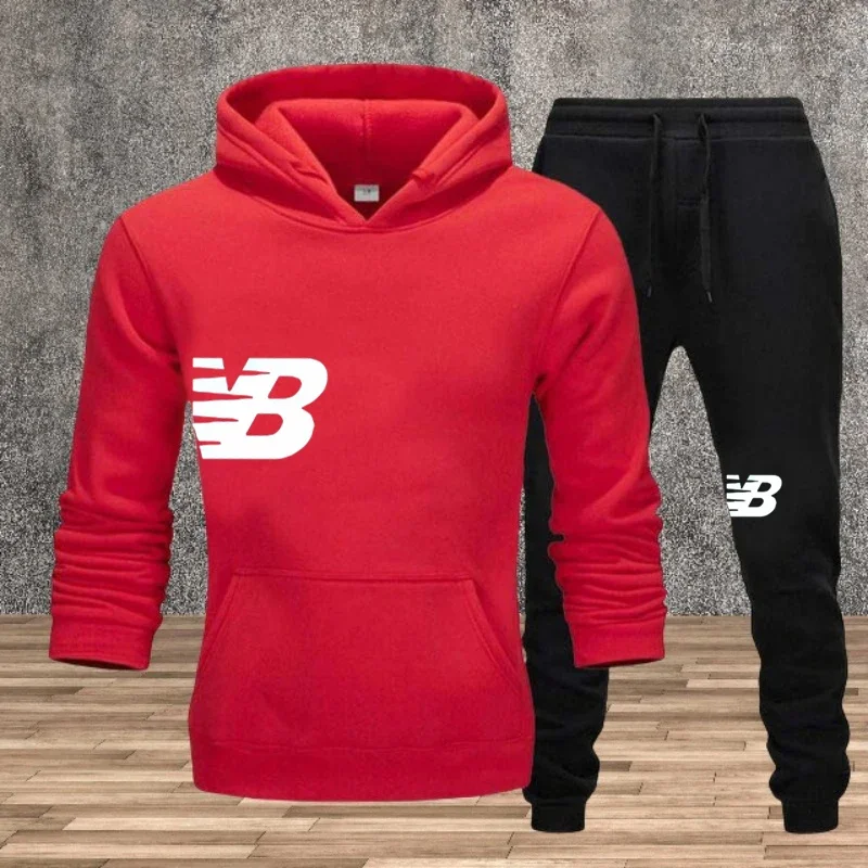 

New windproof men's suit for autumn and winter, a 2-piece set of outdoor warm men's and women's sweatshirts and sport pants