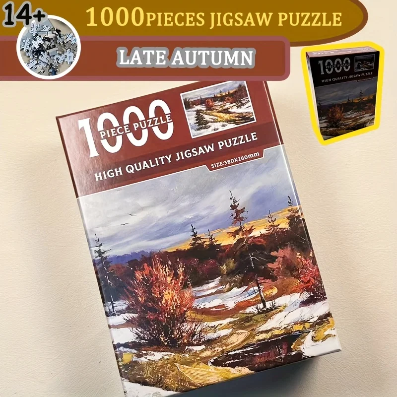1000 peças quebra-cabeças de fim de outono 38x26cm (15x10,2 pol.) para adultos – arte de parede de paisagem de outono desafiadora, jogo de quebra-cabeça