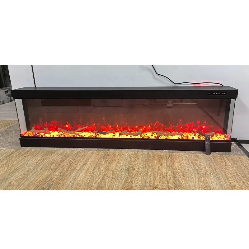 

【Hot】Real Logs Electric Fireplaces Remote Control Freestanding Mantle for Household Hotel for Living Room English Operating